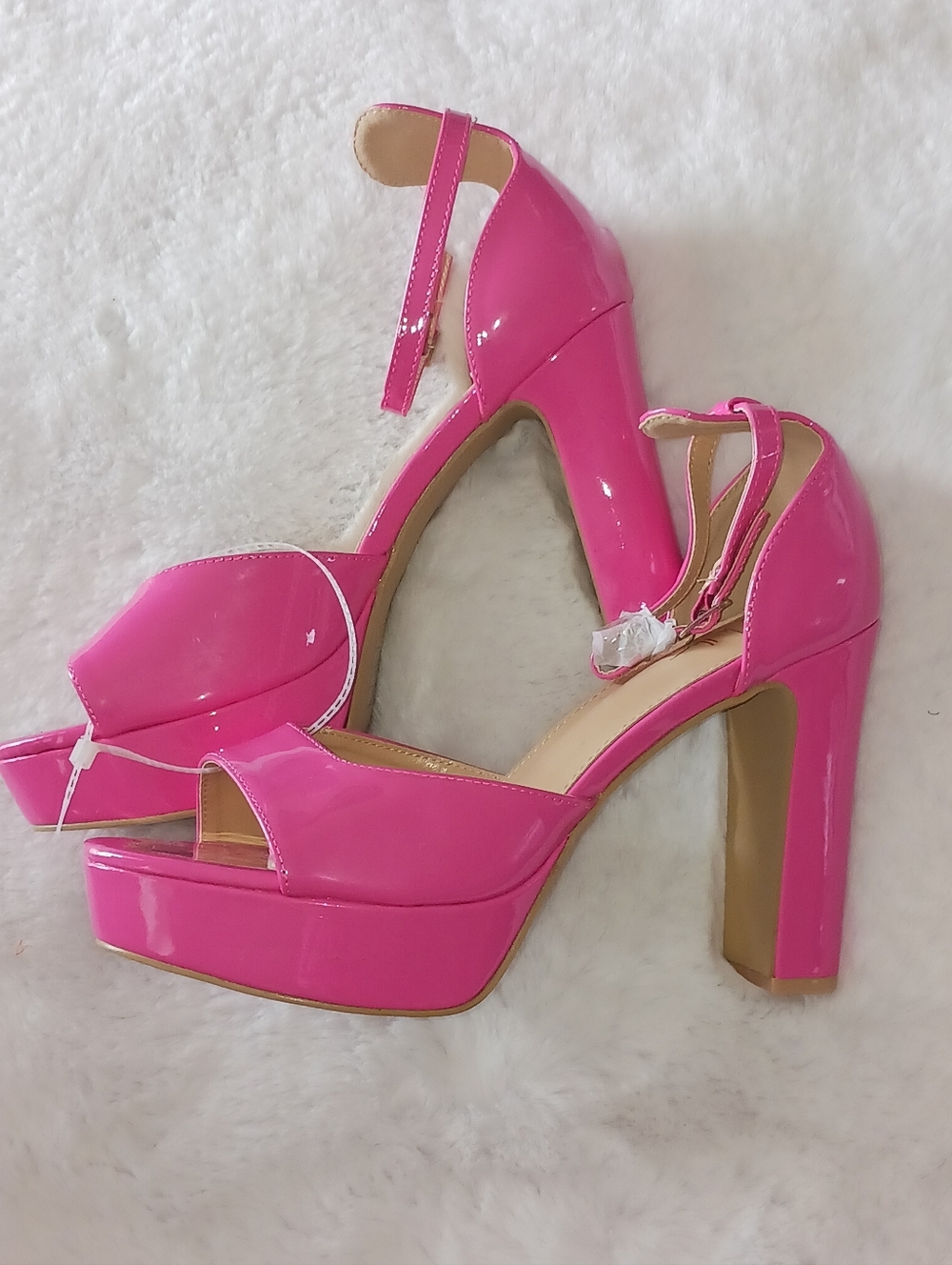 NICOLE MILLER Hot Pink Patent Platform High Heel Sandals.New Without Tags.